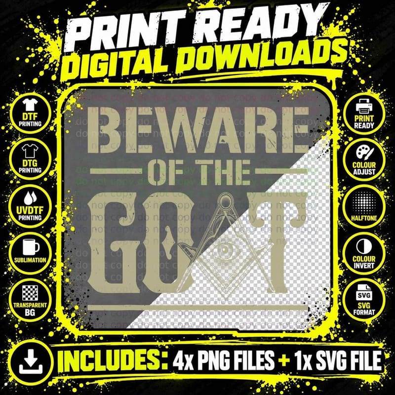 Beware of the Goat Mason Freemasonry Freemason T-Shirt Png SVG Digital Bundle