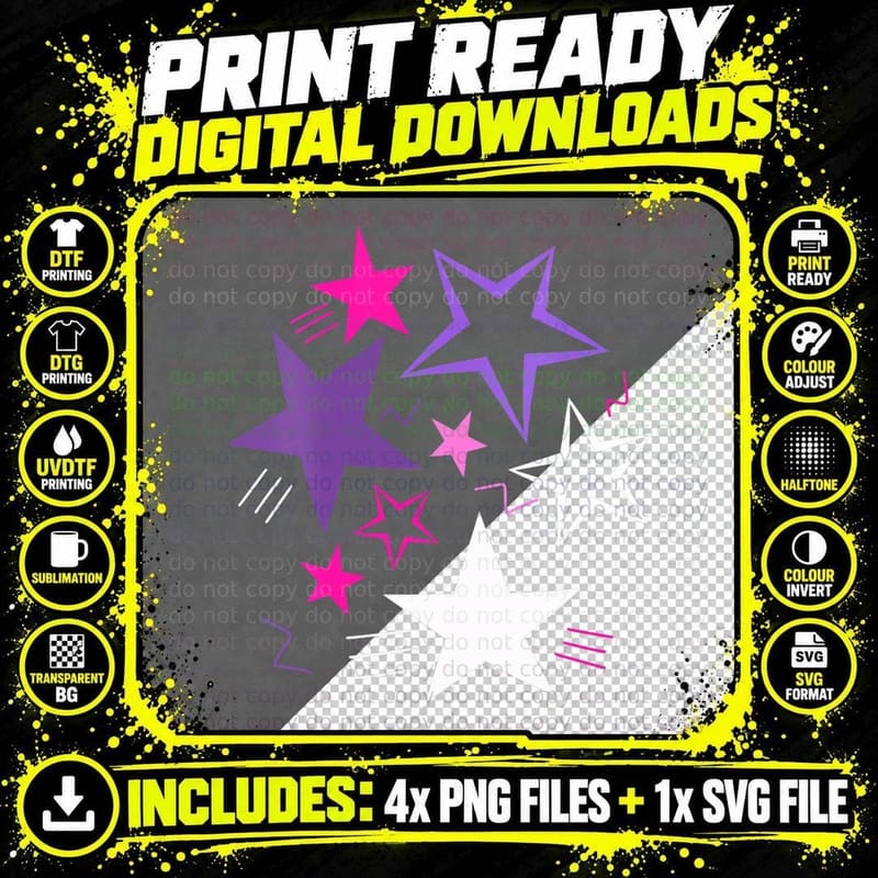 Bimbo Aesthetic Y2k Star on Front Pink Mcbling Trashy Png SVG Digital Bundle