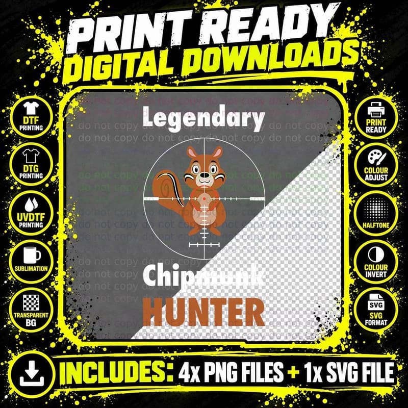 Chipmunk Hunter Squirrel Hunter T-Shirt Png SVG Digital Bundle