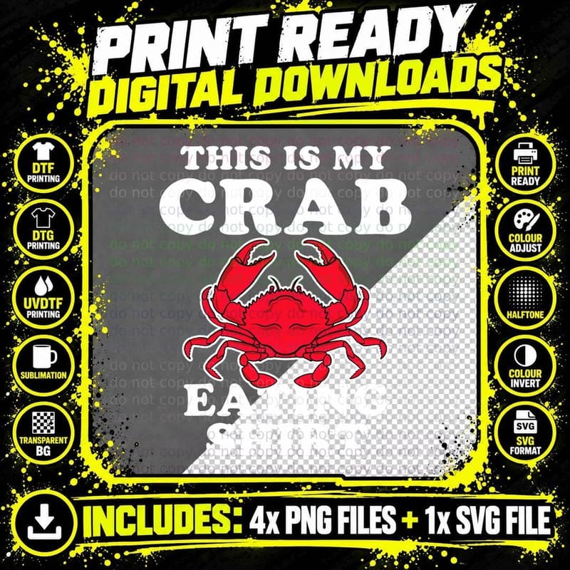 Crab Lover Clothing This Is My Crab Eating T-Shirt Png SVG Digital Bundle