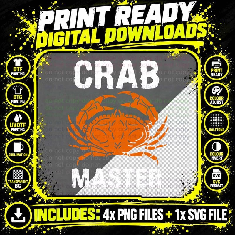 Crab Master Crab Hunter Crab Lover T-Shirt Png SVG Digital Bundle