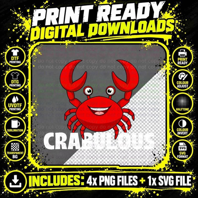 Crabulous - Crustacean Crab Seafood Lover Crabbing Png SVG Digital Bundle