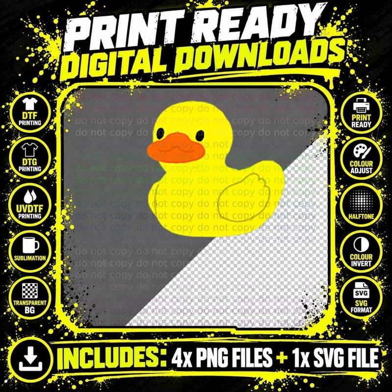Cute & Simple Little Yellow Rubber Ducky Duck Graphic Png SVG Digital Bundle