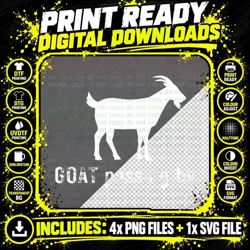 Cute GOAT Greatest of All Time Goat Lover Png SVG Digital Bundle