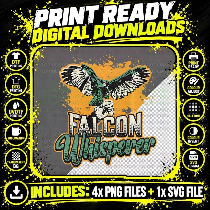 Falcon Whisperer Hawk Falconer T-Shirt Png SVG Digital Bundle