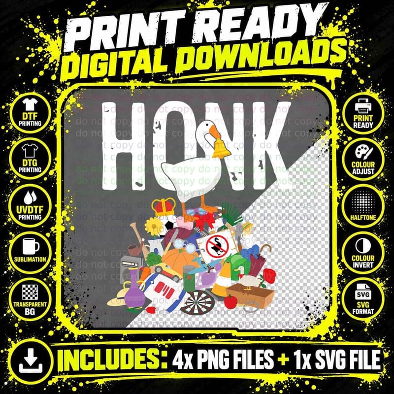 Goose Game Honk Untitled Goose Addiction Press Y to Honk Png SVG Digital Bundle
