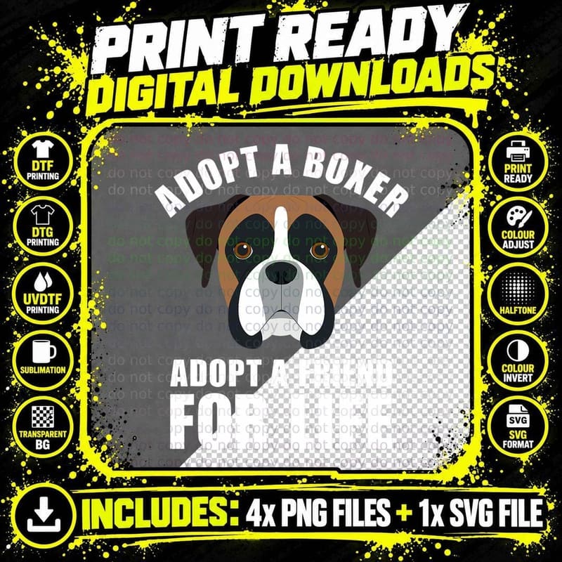 Ho-Bo Care Boxer Rescue - Adopt a Boxer T-Shirt Png SVG Digital Bundle