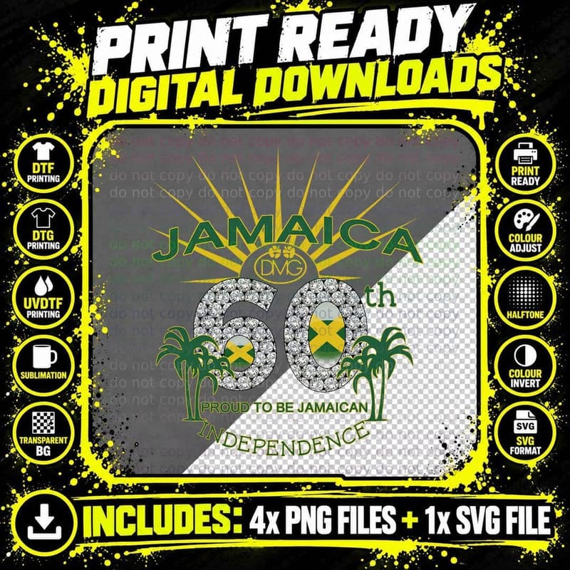 Jamaica 60th Independence Proud to Be Jamaican T-Shirt Png SVG Digital Bundle