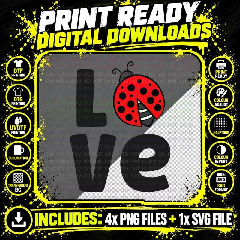 Ladybug Love Cute Insect Bugs Love Ladybug T-Shirt Png SVG Digital Bundle