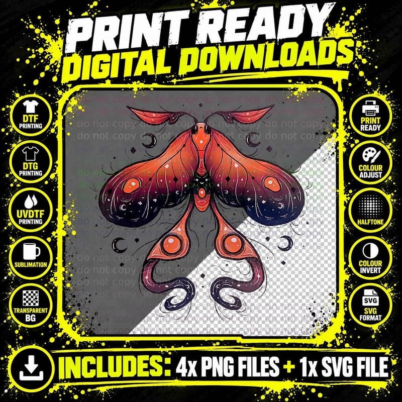 Long Tail Burnet Moth Insect T-Shirt Png SVG Digital Bundle