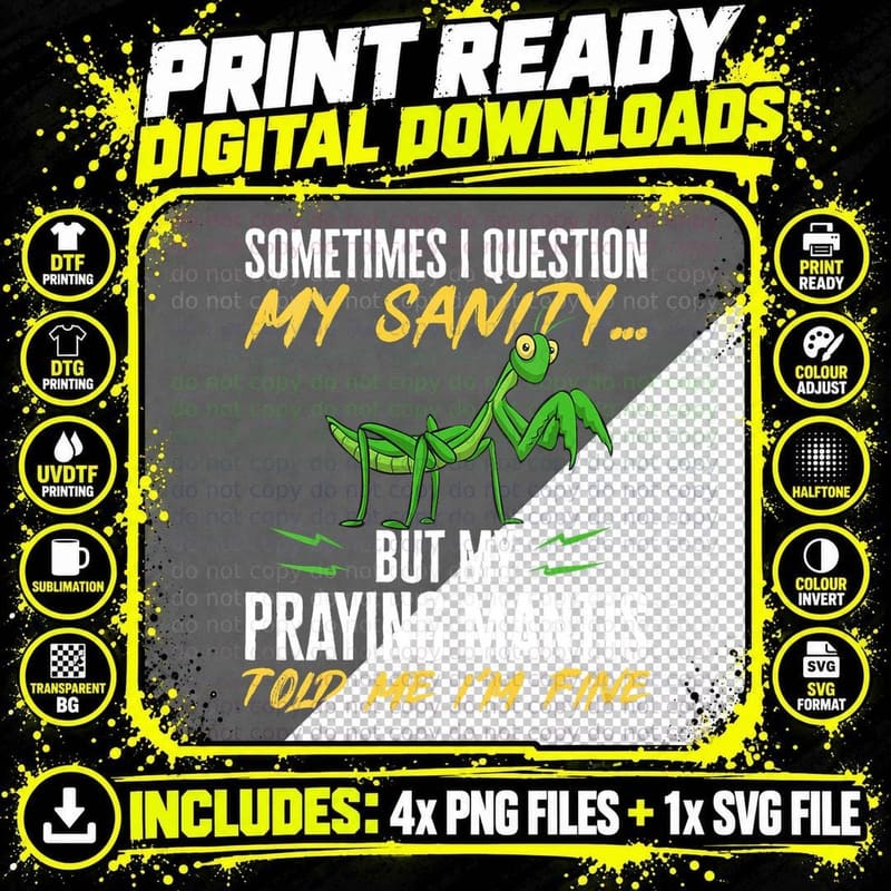 Praying Mantis Insect Collector Entomologist Png SVG Digital Bundle