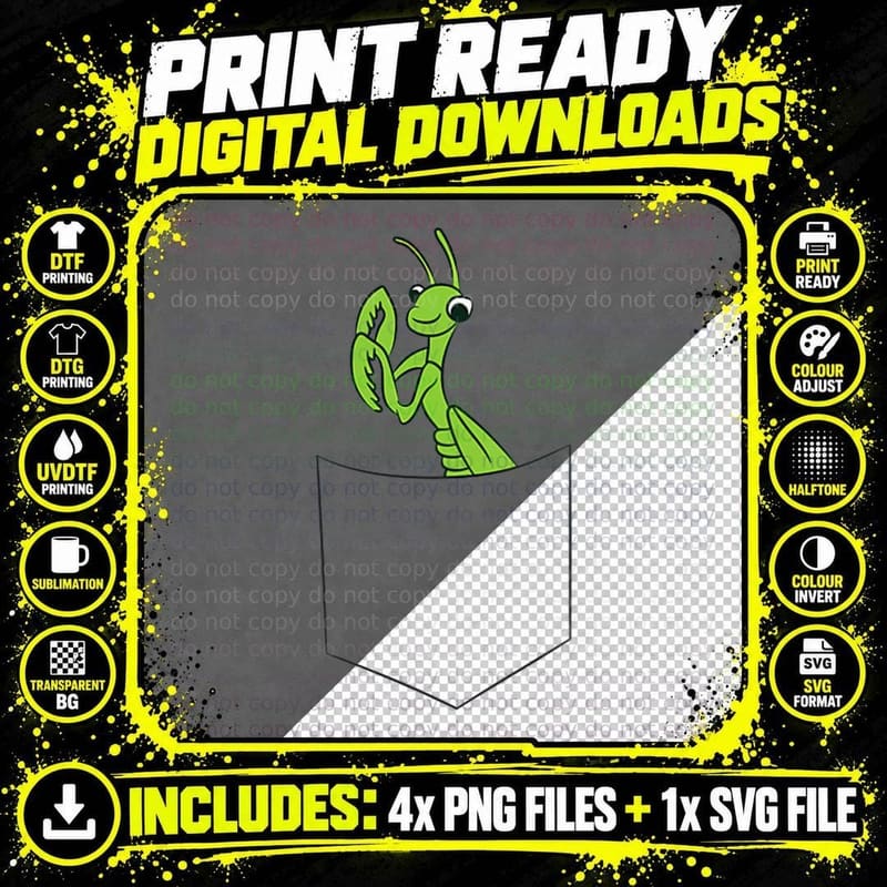 Praying Mantis in the Pocket Insect Praying Mantis Png SVG Digital Bundle