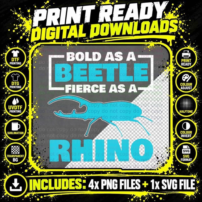 Rhino Beetle Insect Lover Entomology Rhinoceros Beetle Png SVG Digital Bundle