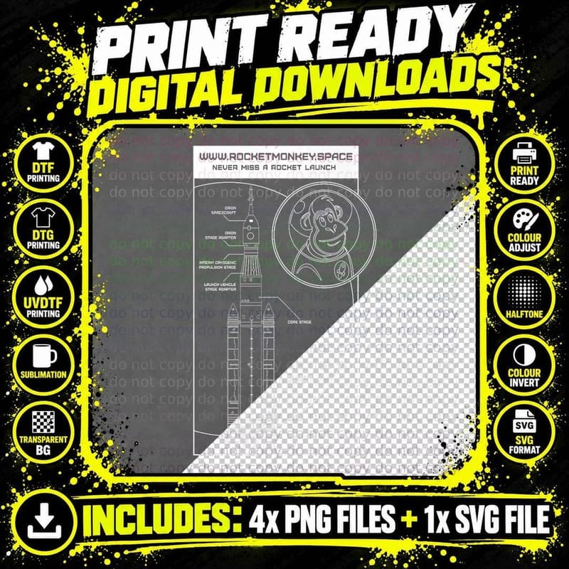 Rocket Monkey Rocket Design T-Shirt Png SVG Digital Bundle