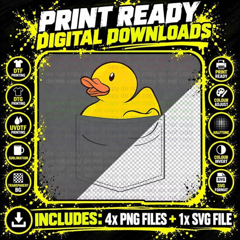 Rubber Duck in Pocket Rubber Duckie T-Shirt Png SVG Digital Bundle