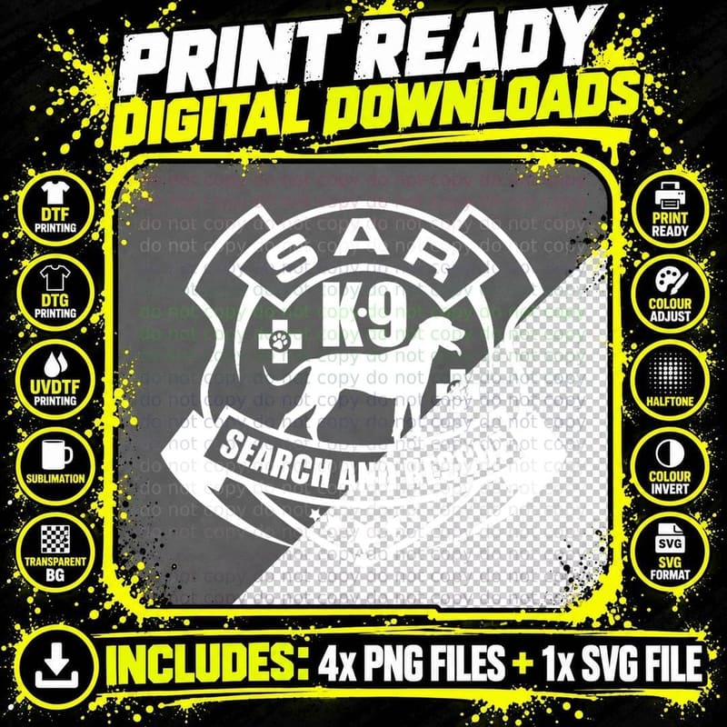 SAR K-9 Search and Rescue T-Shirt Png SVG Digital Bundle