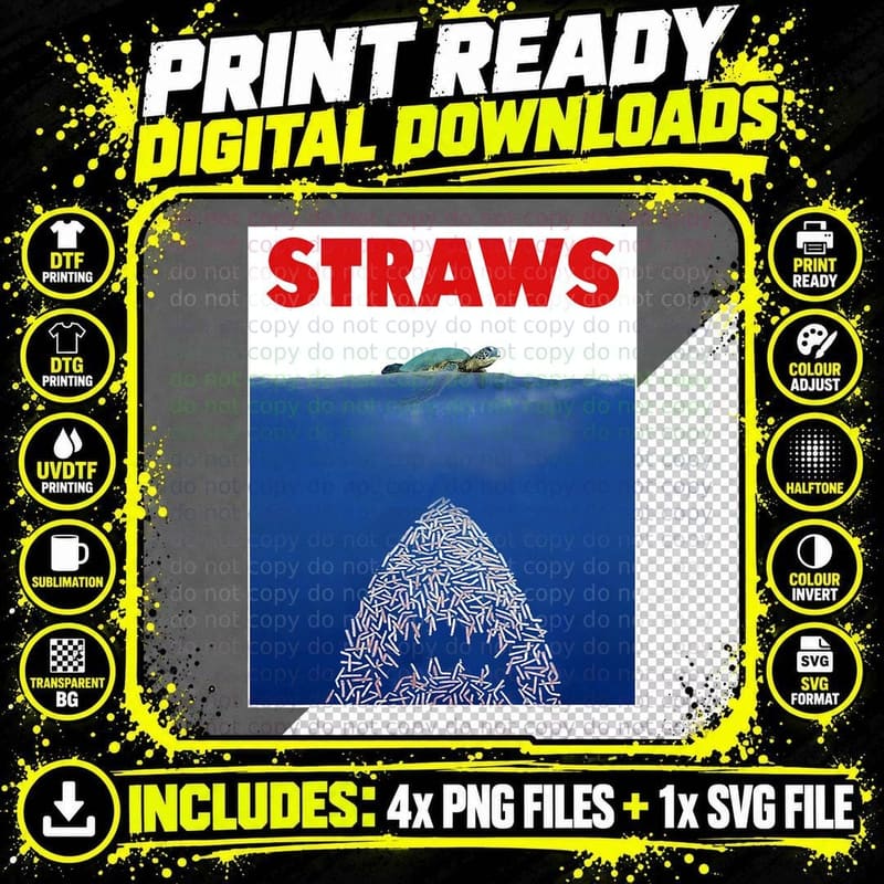 Save the Sea Turtles Conservation Gift Shirt Anti Straws Png SVG Digital Bundle