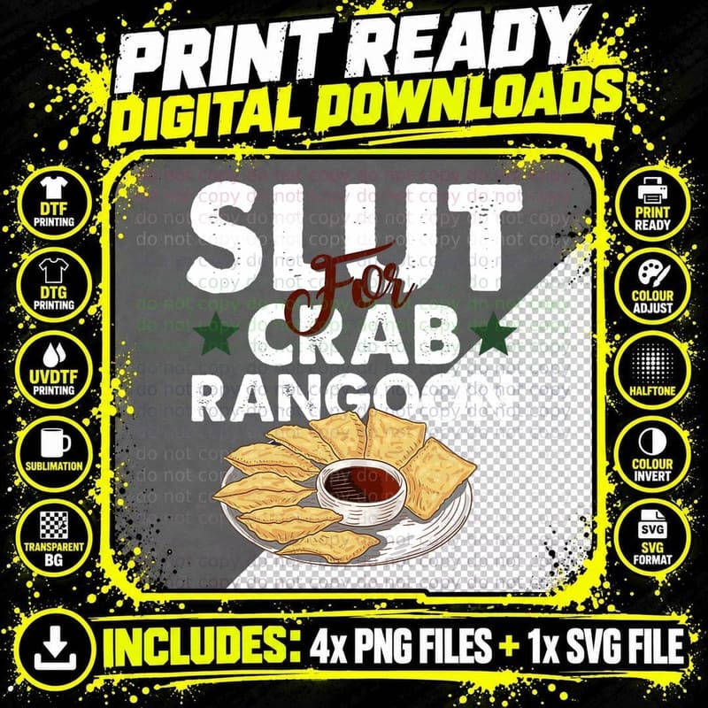 Slut for Crab Rangoon Apparel T-Shirt Png SVG Digital Bundle