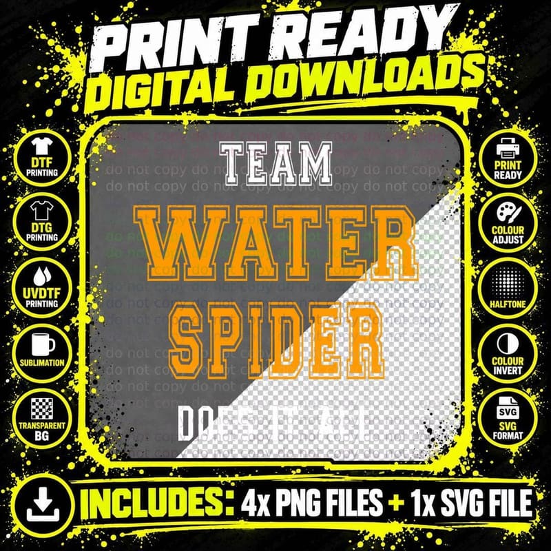 TEAM WATER Spider Does It All Employee Swag Gift T-Shirt Png SVG Digital Bundle