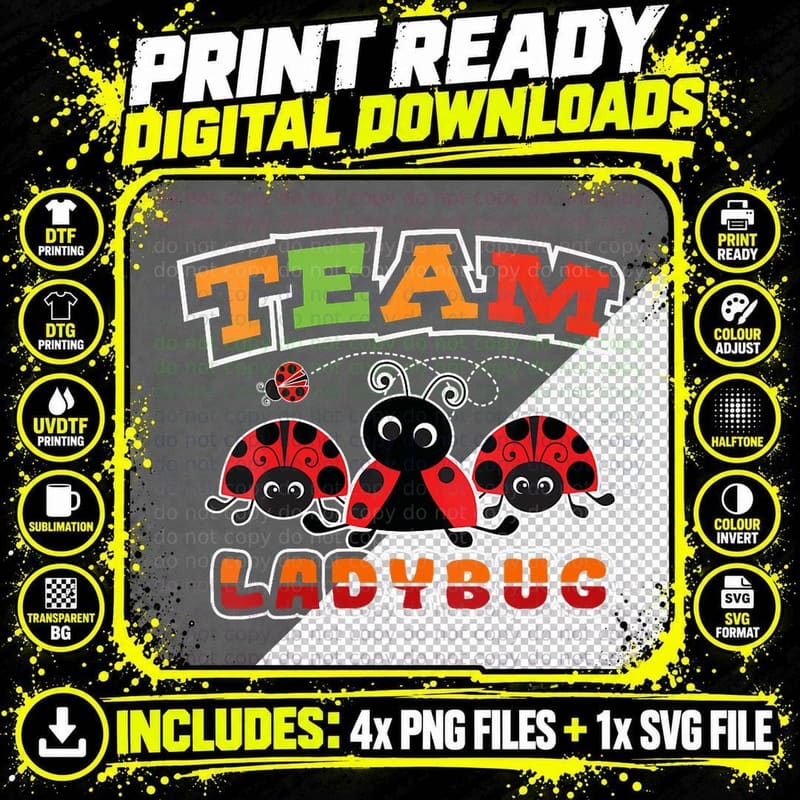 Team Ladybug Insect Entomology Ladybug Bug Lover T-Shirt Png SVG Digital Bundle