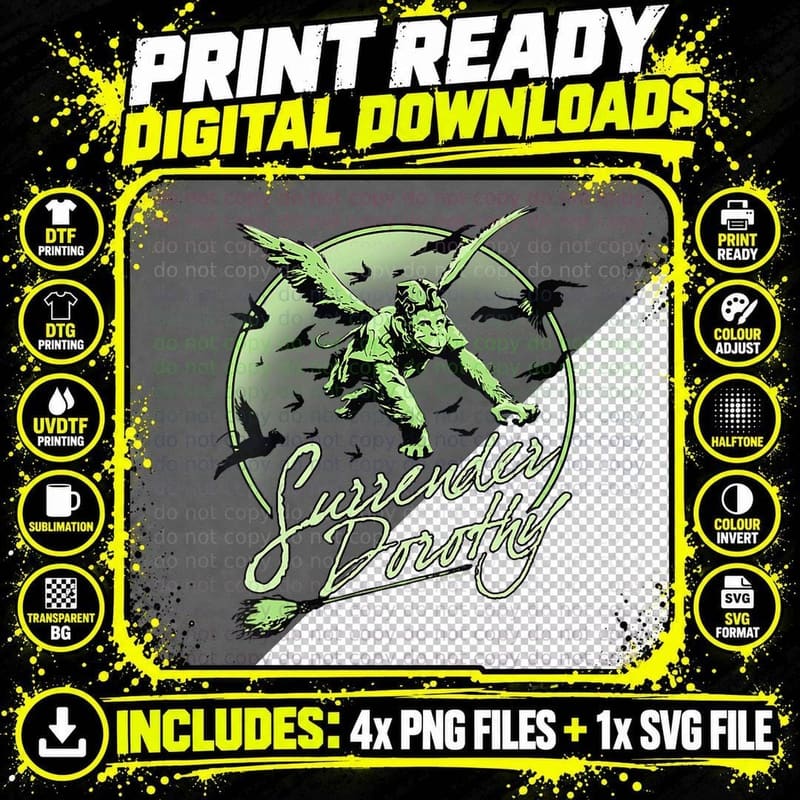 The Wizard of Oz Flying Monkey Surrender Dorothy! T-Shirt Png SVG Digital Bundle