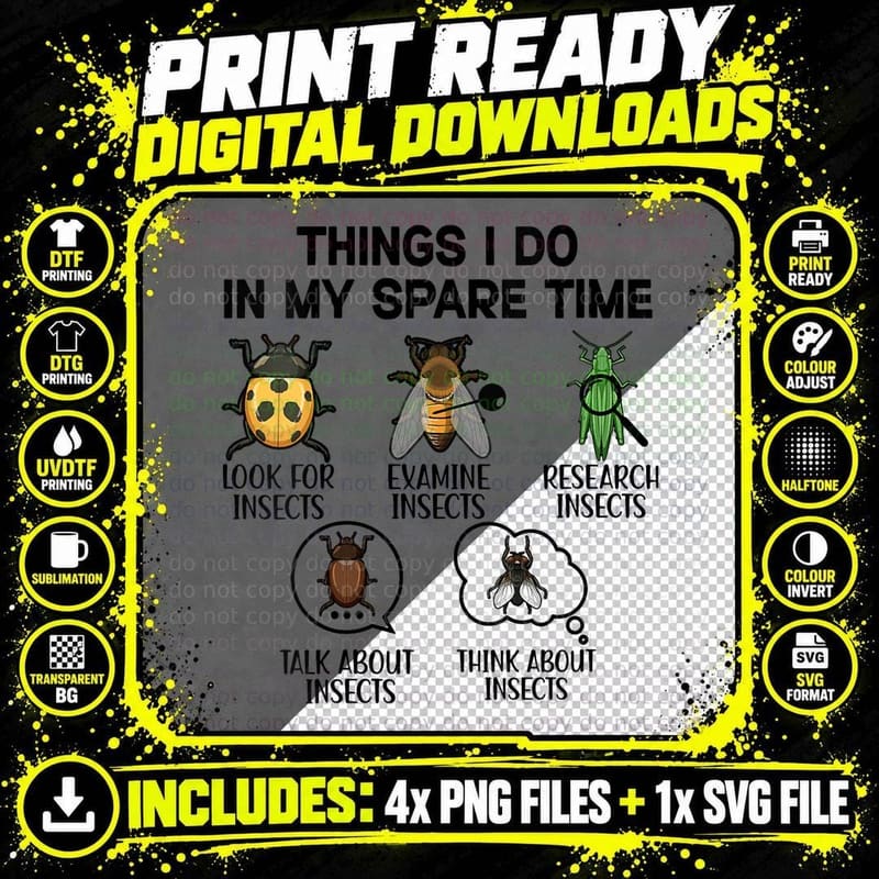 Things I Do Entomologist Entomology Bug Lover Insect Png SVG Digital Bundle