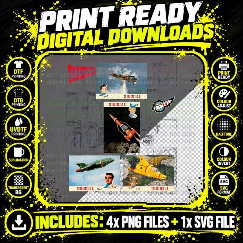 Thunderbirds 1 2 3 4 Pilots International Rescue T-Shirt Png SVG Digital Bundle