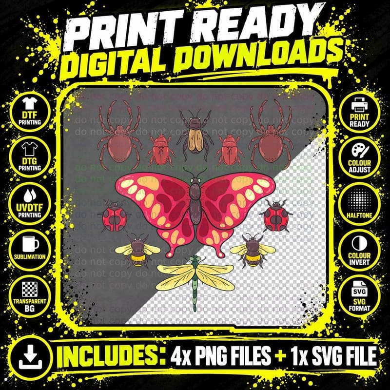 Types of Beetle Insect Collector Entomologist Ladybug Png SVG Digital Bundle
