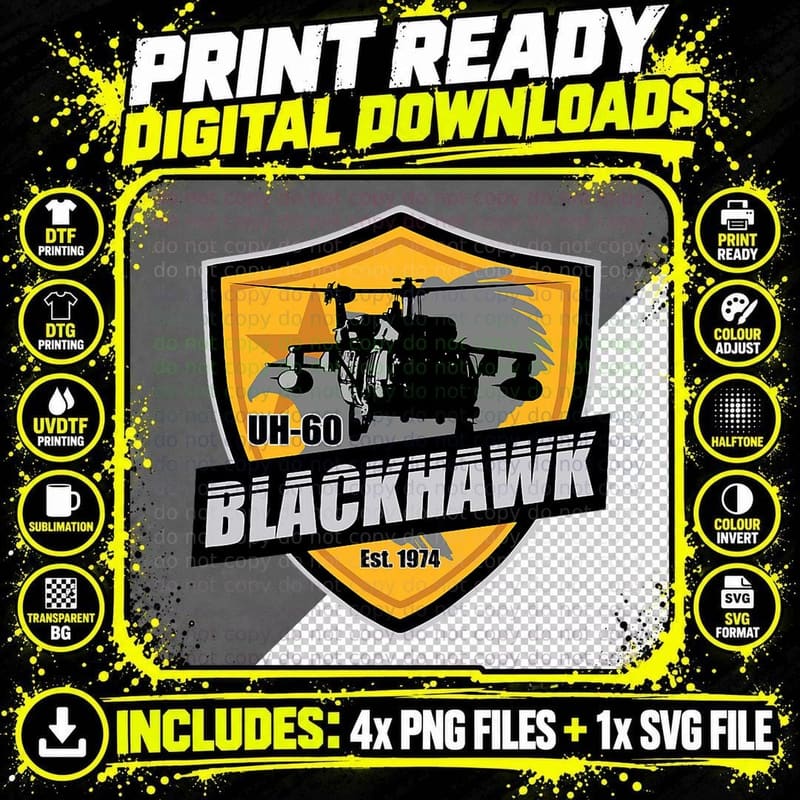 UH-60 Black Hawk T-Shirt Png SVG Digital Bundle