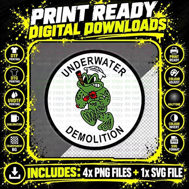 Underwater Demolition Teams Frog Patch Seals WW2 WWII Png SVG Digital Bundle