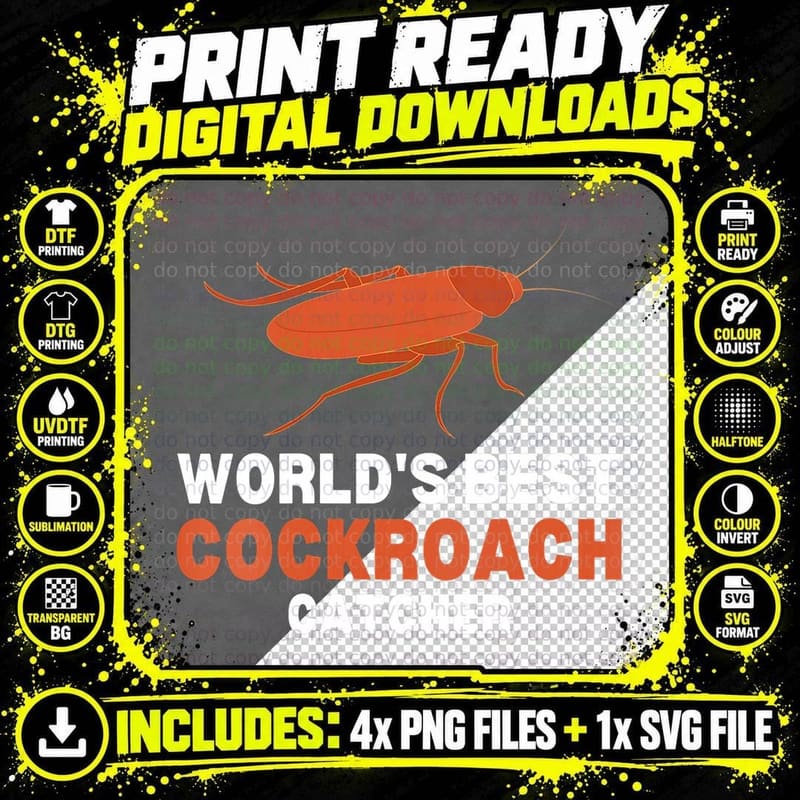 World's Best Cockroach Catcher Insect, Bug Lover T-Shirt Png SVG Digital Bundle