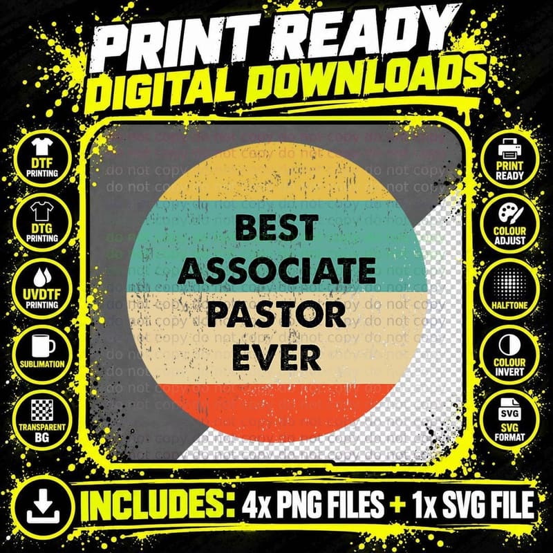 Associate Pastor Shirt Best Associate Pastor Ever T-Shirt Png SVG Digital Bundle
