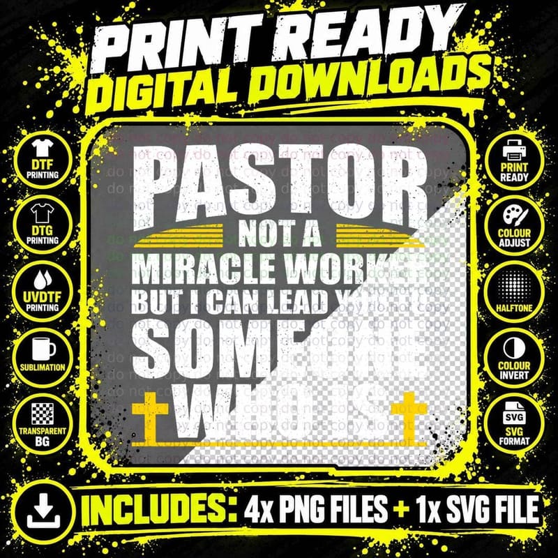 Best Pastor Appreciation Art for Men Women Preacher Png SVG Digital Bundle