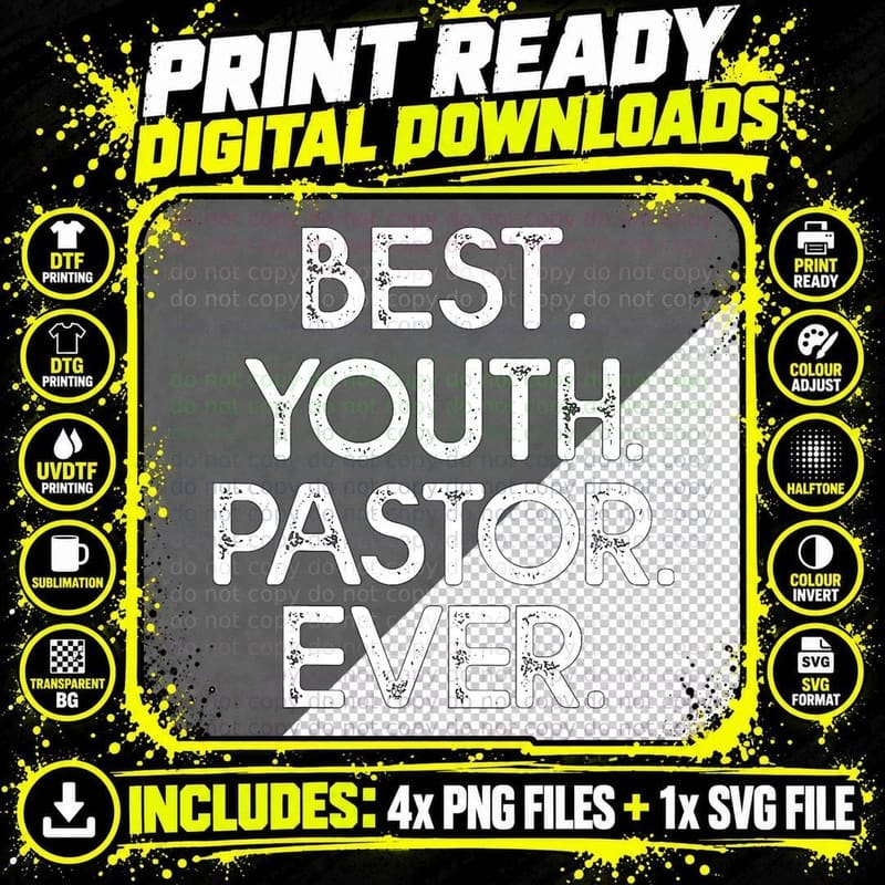 Best Youth Pastor Ever T-Shirt Png SVG Digital Bundle