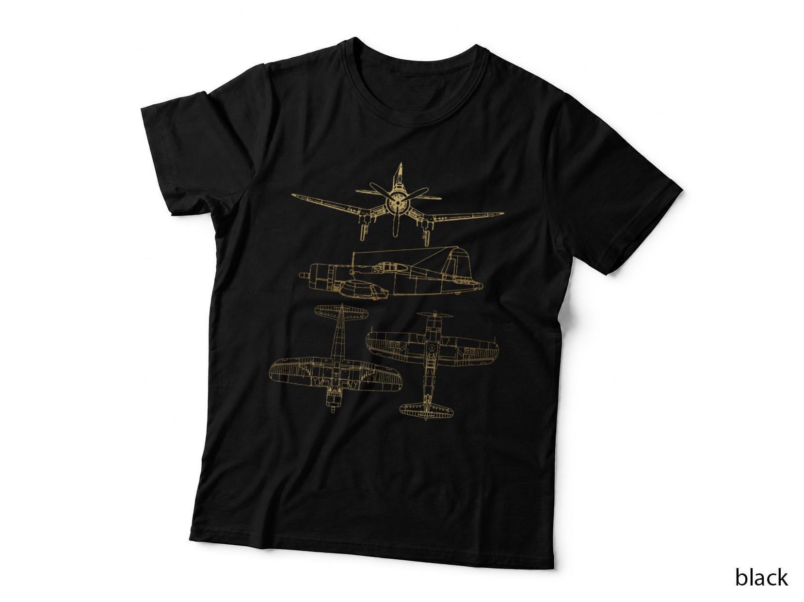 Corsair F4u WW2 Plane Warbird Blueprint Schematics Diagram T-Shirt