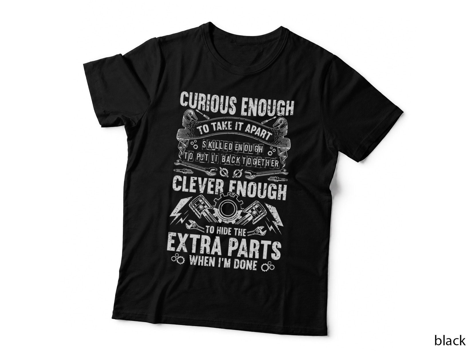 Curious Enough to Take It Apart Wheel Auto Engine Garage T-Shirt
