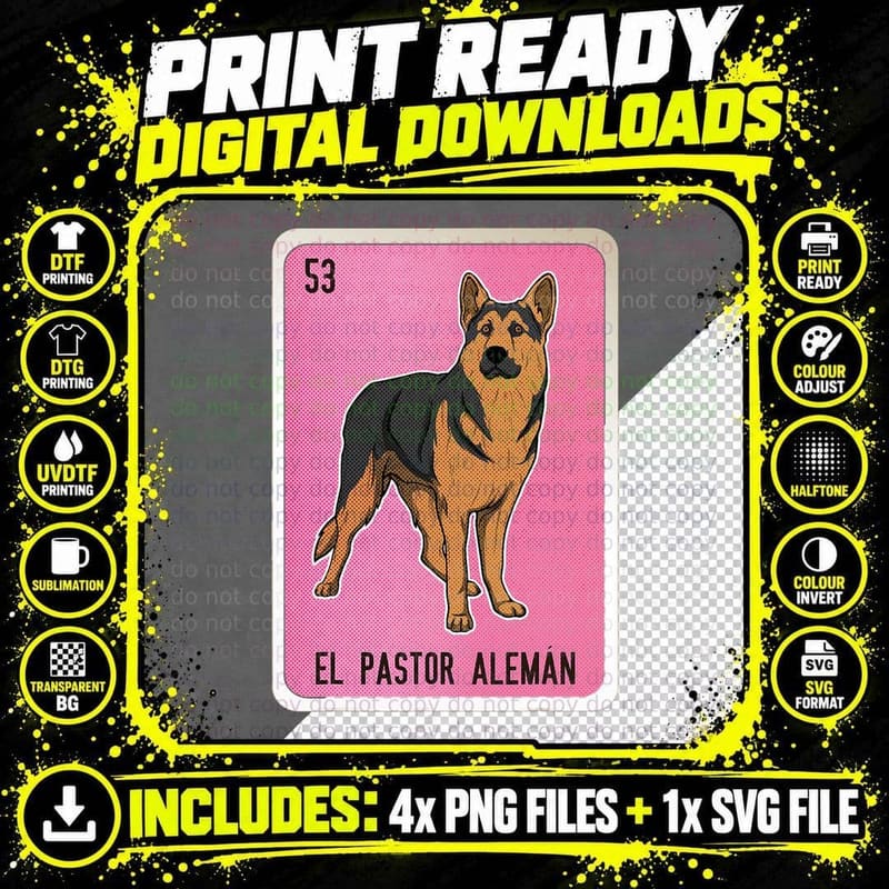 El Pastor Aleman Mexican Slang Chicano Bingo Cards Png SVG Digital Bundle