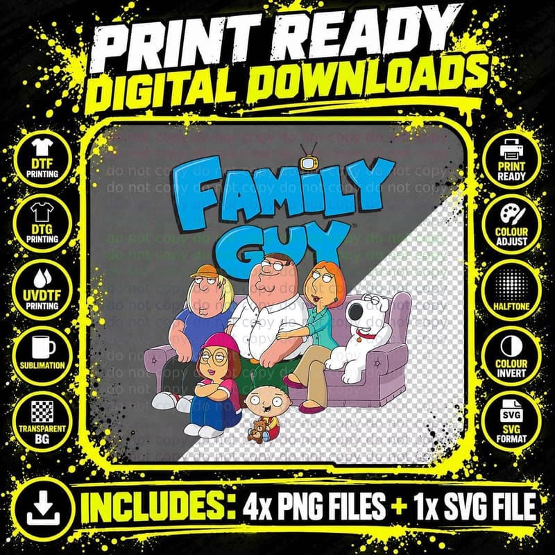 Family Guy Family with Logo T-Shirt Png SVG Digital Bundle