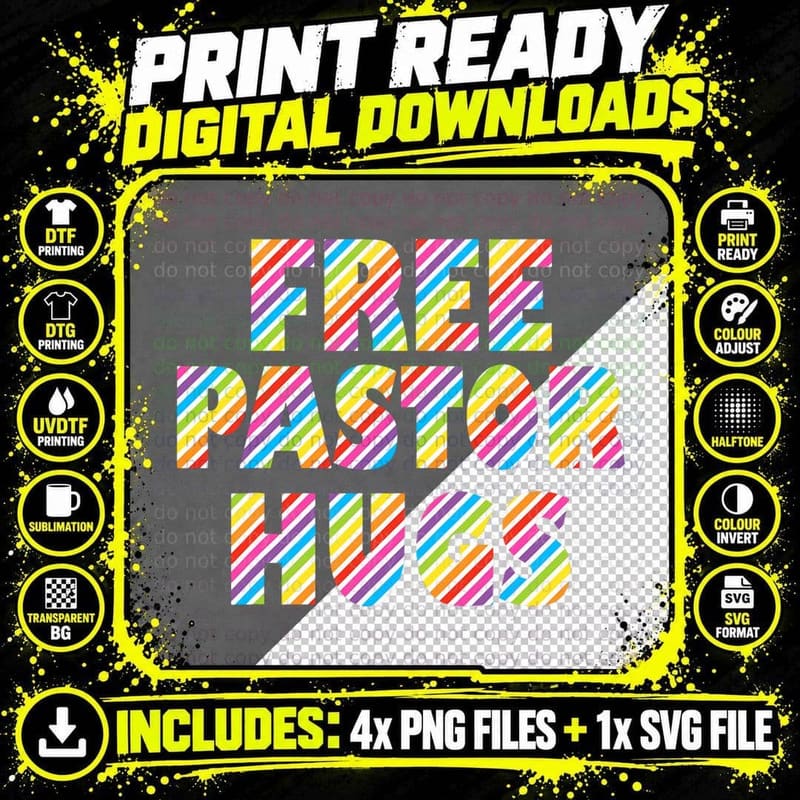 Free Pastor Hugs Gay Support Shirt T-Shirt Png SVG Digital Bundle