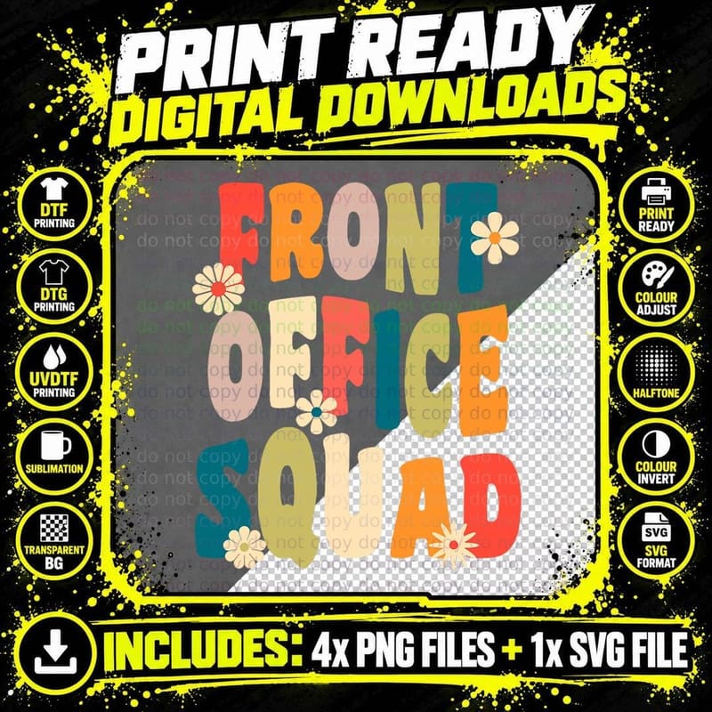 Front Office Squad Team for Administrative Assistants Png SVG Digital Bundle