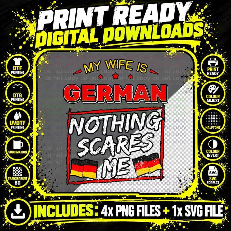 German Husband Germany Flag Family Wife Marriage Girl Png SVG Digital Bundle
