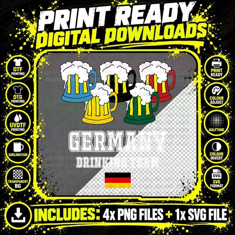 Germany Drinking Team Sports Games Deutschland Flag Png SVG Digital Bundle