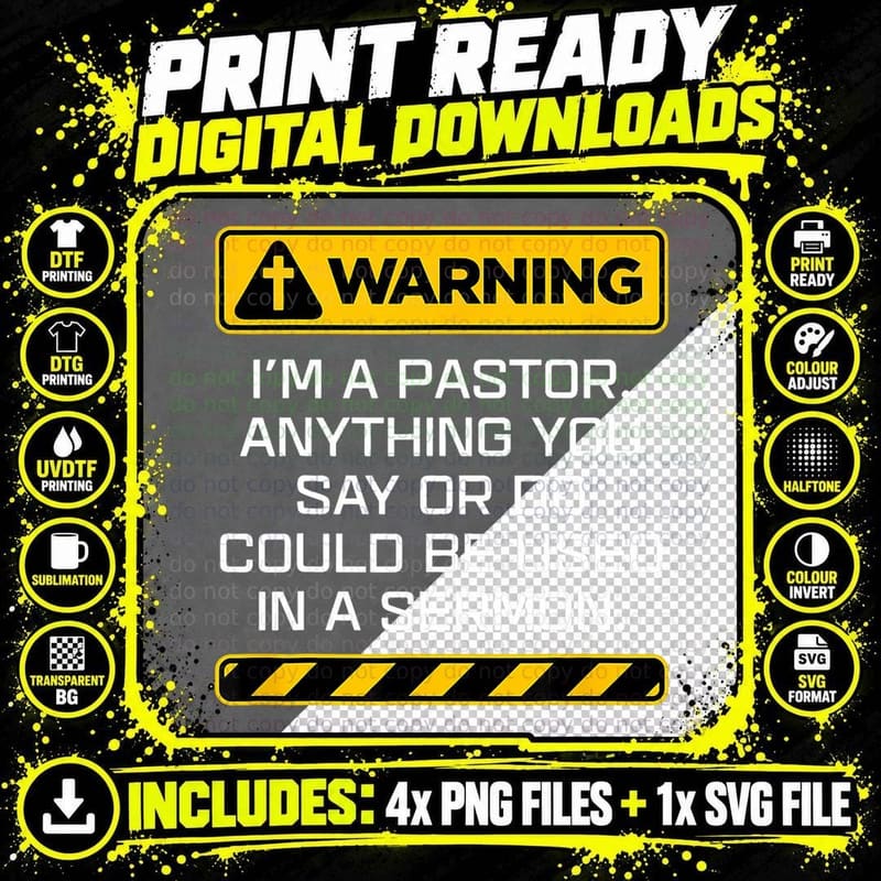 Gift Pastor Warning I Might Put You in a Sermon T-Shirt Png SVG Digital Bundle