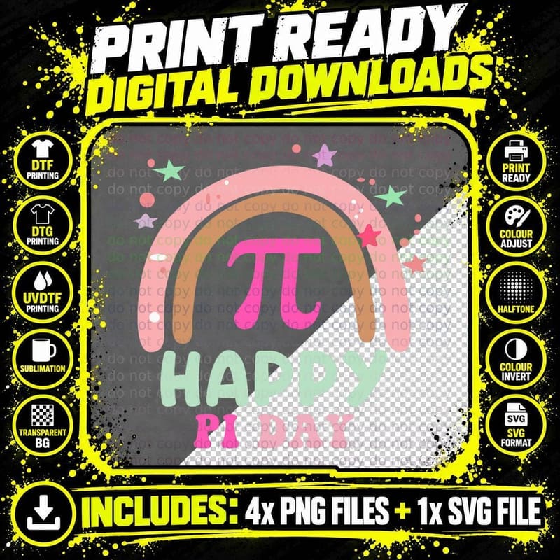 Happy Pi Day for Math Teachers or Math Lovers T-Shirt Png SVG Digital Bundle