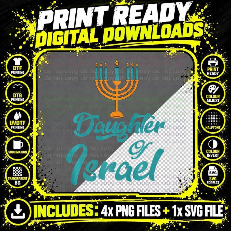 Hebrew Israelite Clothing Daughter of Israel Menorah Png SVG Digital Bundle