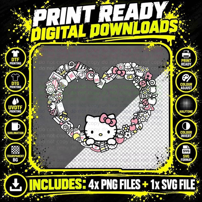 Hello Kitty Heart Favorite Things T-Shirt Png SVG Digital Bundle
