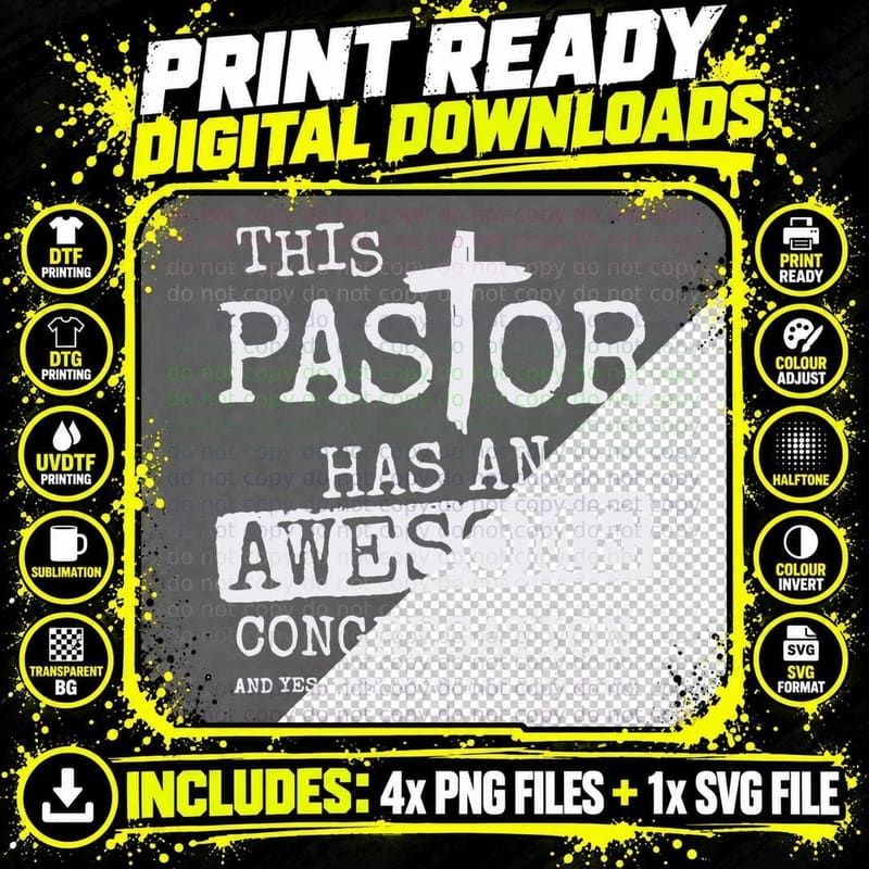 His Pastor Has an Awesome Congregation T-Shirt Png SVG Digital Bundle