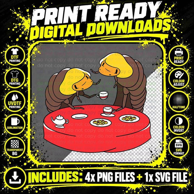 Isopod Cubaris Rubberducky Tea Party Armadillidium Png SVG Digital Bundle