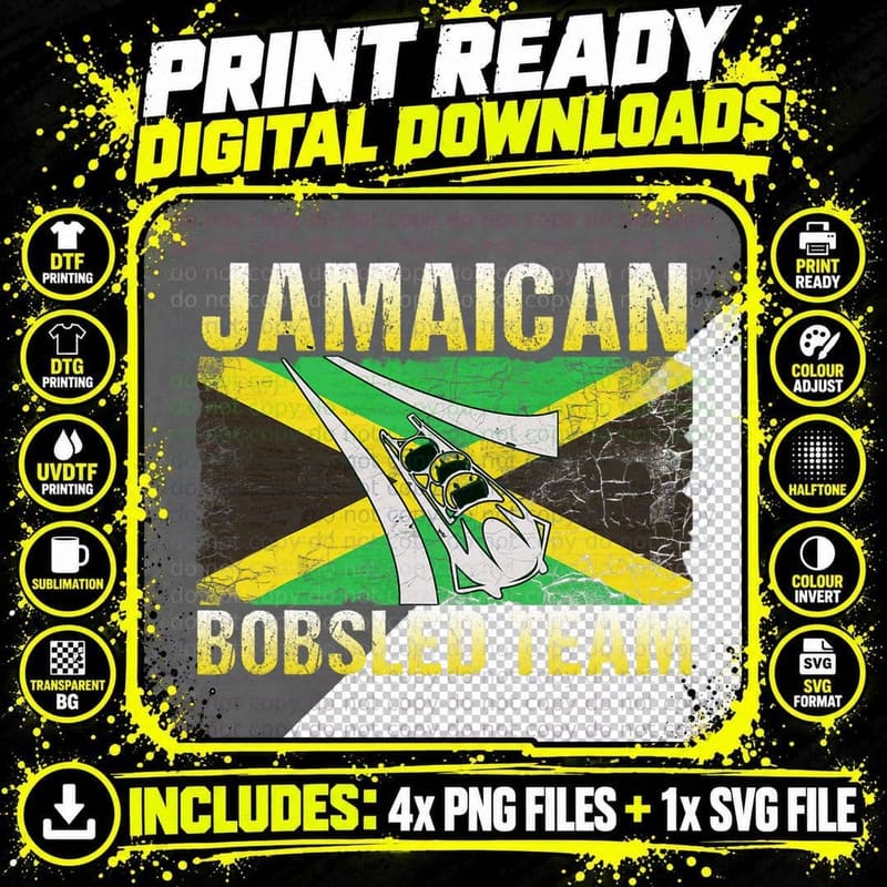Jamaican Bobsled Team Design Jamaica Flag T-Shirt Png SVG Digital Bundle