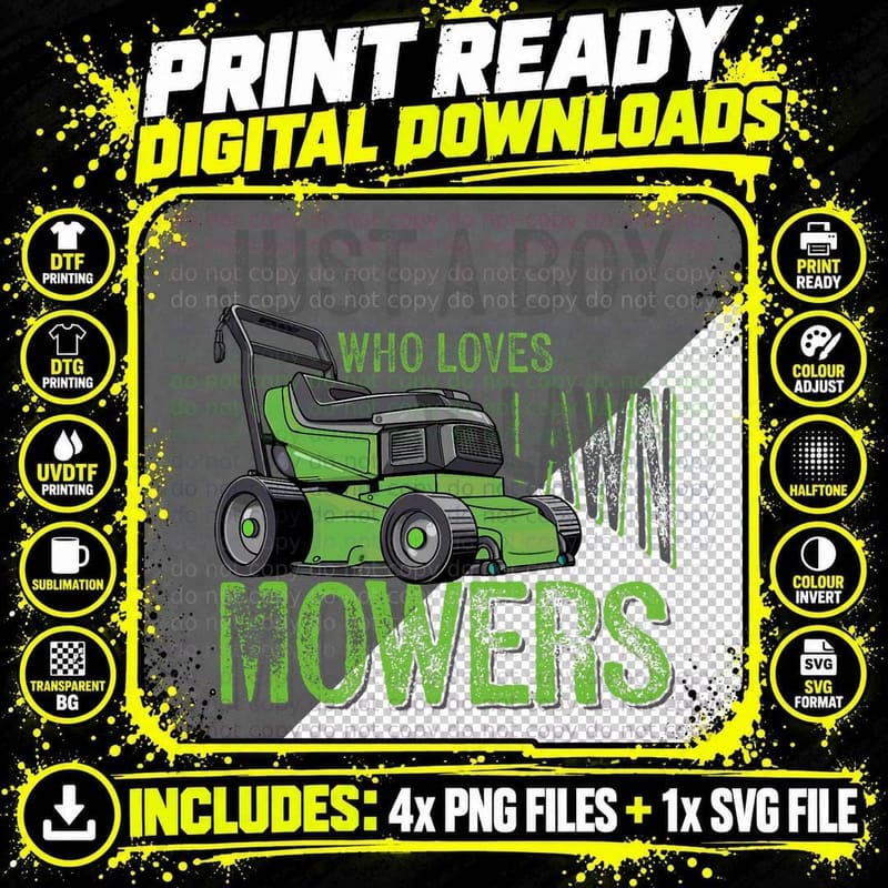 Lawn Mowing Lover Toddler Just a Boy Who Loves Lawn Png SVG Digital Bundle